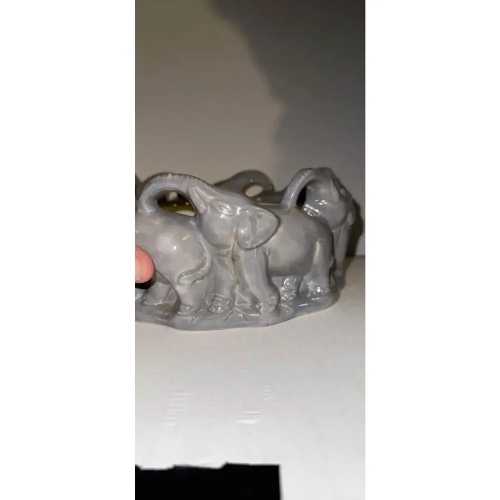 Grey Ceramic Elephant Planter Bowl